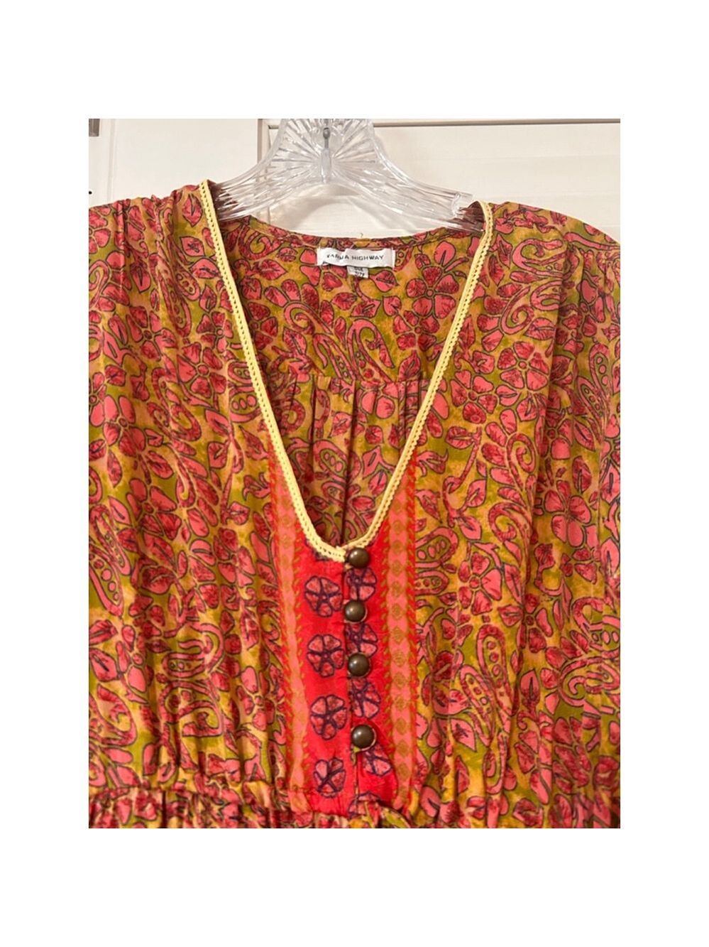 Karma Highway Pink Floral Boho Maxi Dress One Size Gypsy Style - Picture 2 of 13